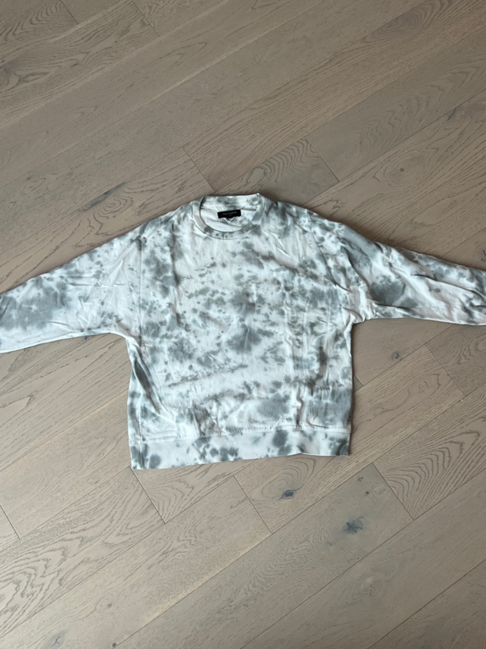 All Saints Tie-Dye Crewneck Sweatshirt - Gray/White